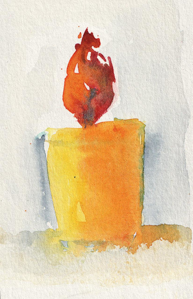 yahrzeit candle, watercolor