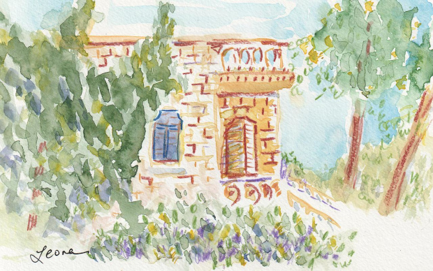 Two Yehuda Street, Jerusalem, Israel. Watercolor and colored pencils.